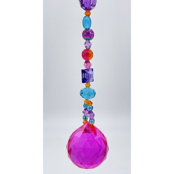 Beaded Suncatcher Pink Blue Purple Orange Crystal Prism Hanging Patio Decor - Picture 4 of 9